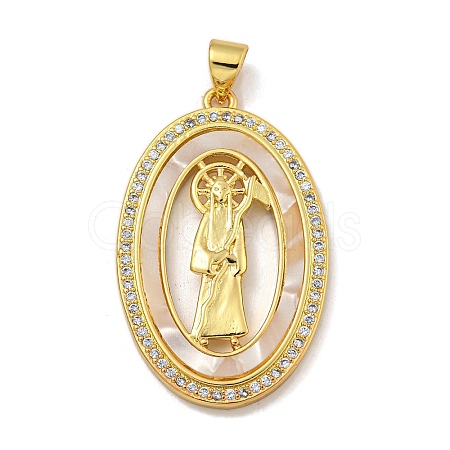 Rack Plating Brass Micro Pave Cubic Zirconia Pendants KK-I718-09G-B-1