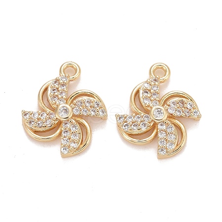 Rack Plating Brass Micro Pave Clear Cubic Zirconia Charms KK-E267-07LG-1