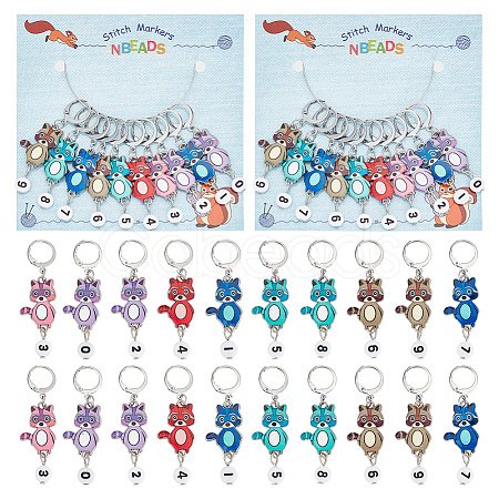 Alloy Enamel & Acrylic Pendant Locking Stitch Markers HJEW-AB00108-1