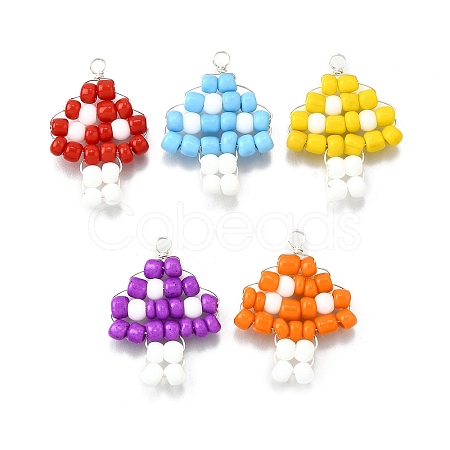 Glass Seed Bead Pendants PALLOY-TA00278-1