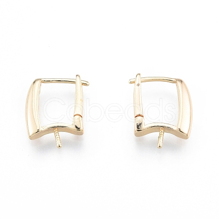 Brass Hoop Earring Findings with Latch Back Closure KK-C006-28G-1