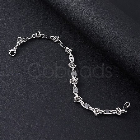 304 Stainless Steel Oval Link Bracelets for Men Women LS-BJEW-V007-02P-1