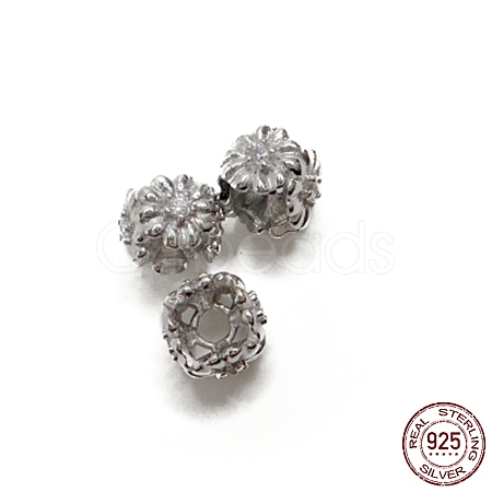 Rhodium Plated 925 Sterling Silver Beads STER-K176-12P-1