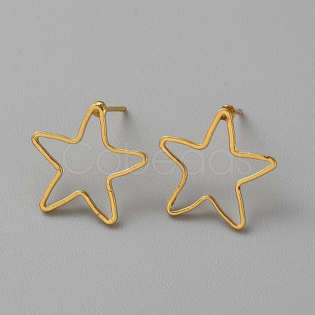 Golden Brass Hollow Geometric Stud Earrings EJEW-WH0012-127I-1