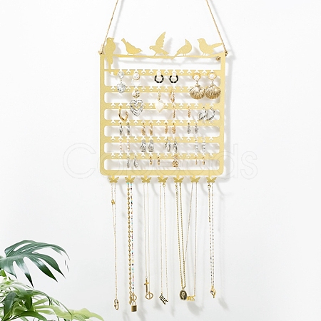 Rectangle with Bird Iron Wall Mounted Jewelry Display Rack ODIS-Q042-05G-1