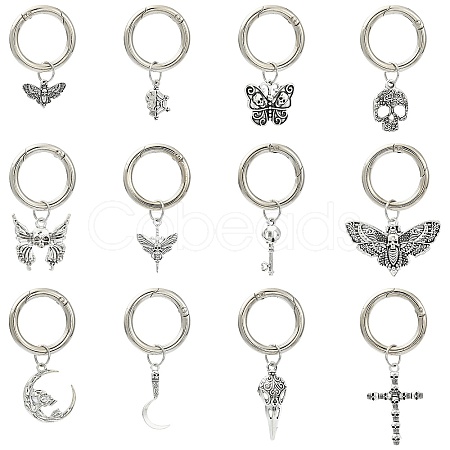 24Pcs 12 Styles Skull Alloy Shoes Charms HJEW-CJ00043-1