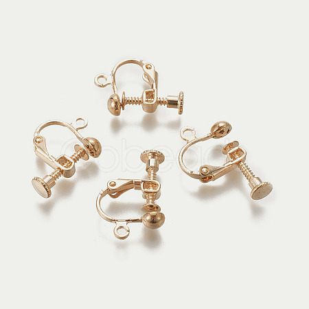 Rack Plated Brass Screw Clip-on Earring Findings LS-X-KK-P169-04KCG-1