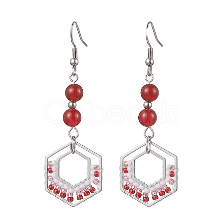 304 Stainless Steel Linking Ring Dangle Earring EJEW-MZ00132-1
