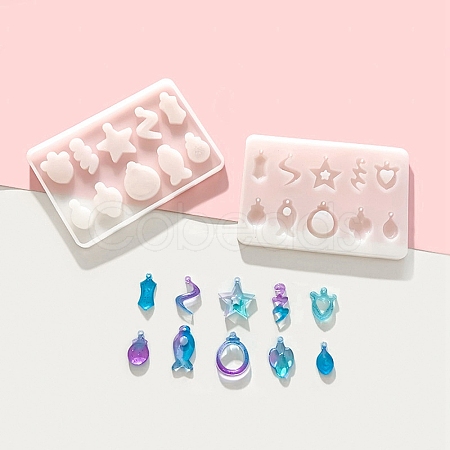 Geometrical Shape DIY Pendant Silicone Molds DIY-E070-01B-1