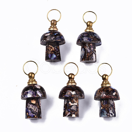 Assembled Synthetic Bronzite and Imperial Jasper Openable Perfume Bottle Pendants LS-G-S366-057E-1
