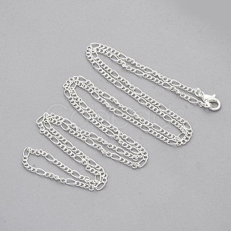 Brass Coated Iron Figaro Chain Necklace Making MAK-T006-03S-1