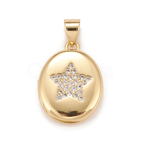 Brass Micro Pave Cubic Zirconia Locket Pendants KK-A161-39A-G-1