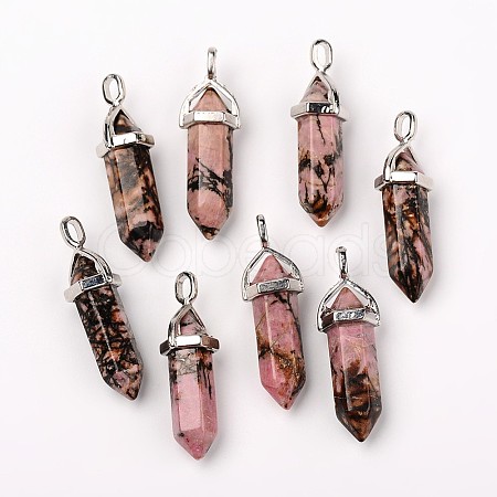 Natural Rhodonite Double Terminated Pointed Pendants X-G-F295-05D-1