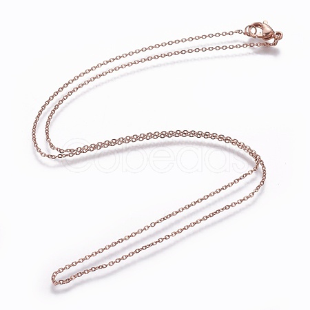 304 Stainless Steel Cable Chain Necklaces NJEW-P248-01RG-1