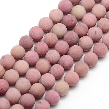 Natural Frosted Rhodonite Round Bead Strands LS-G-M064-6mm-04-1
