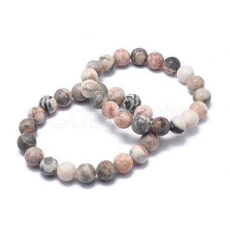Natural Zebra Jasper Bead Stretch Bracelets BJEW-K212-C-035-1