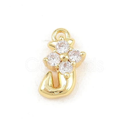Brass Micro Pave Clear Cubic Zirconia Charms KK-Z151-18G-J-1