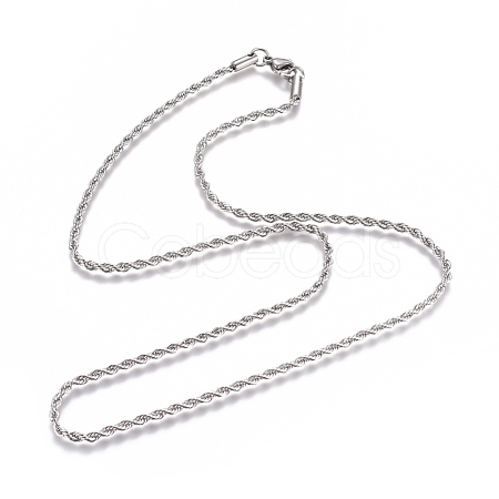 Non-Tarnish Unisex 304 Stainless Steel Rope Chain Necklaces STAS-D0002-33P-1