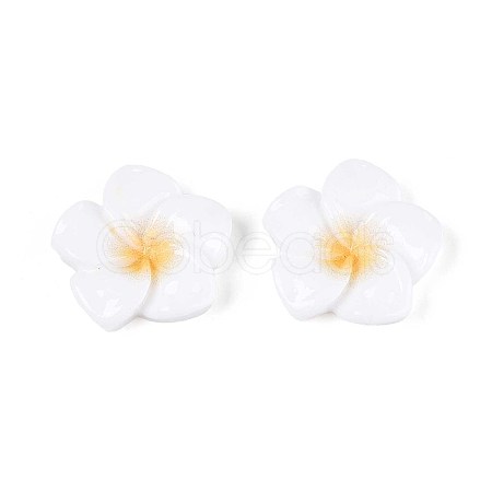 Plumeria Flower Opaque Resin Cabochons CRES-T025-30A-02-1