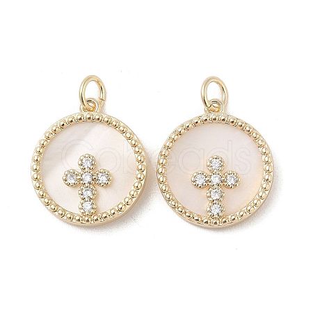 Brass Pendants Pave Shell KK-L208-76G-1