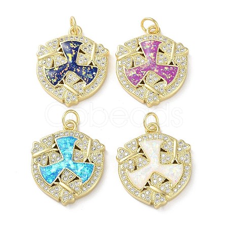 Brass Micro Pave Clear Cubic Zirconia Pendants KK-C045-28G-1