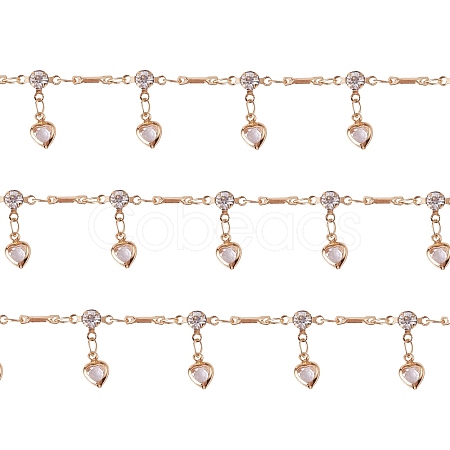 Clear Cubic Zirconia Heart Charm Tassel Chains JX604A-1