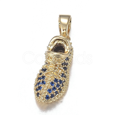Brass Micro Blue Cubic Zirconia Pendants ZIRC-F120-063G-1