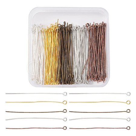 200Pcs 5 Colors Brass Eye Pins KK-YW0002-04-1