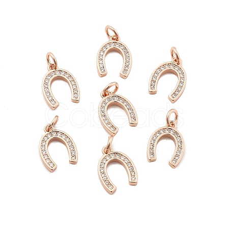 CZ Brass Micro Pave Cubic Zirconia Horse Shoe Charms LS-ZIRC-L018-13RG-1