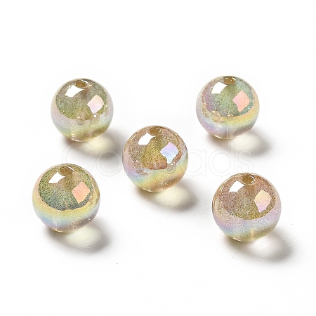 UV Plating Transparent Rainbow Iridescent Acrylic Beads OACR-D010-01C-1