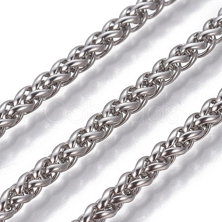 Non-Tarnish 3.28 Feet 304 Stainless Steel Wheat Chains X-CHS-P007-13P-1
