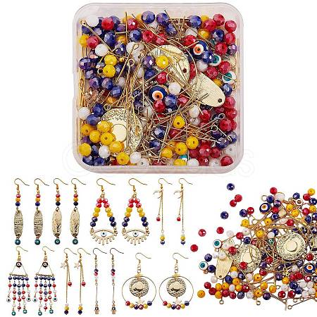 DIY Evil Eye Drop Earring Making Kit DIY-SZ0006-98-1