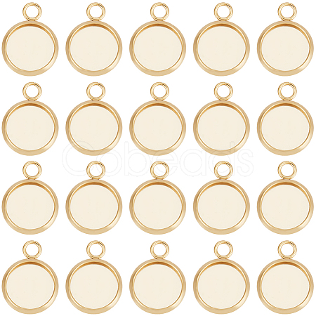 Beebeecraft 40Pcs 304 Stainless Steel Pendant Cabochon Settings STAS-BBC0006-24A-G-1