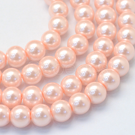 Baking Painted Pearlized Glass Pearl Round Bead Strands X-HY-Q003-6mm-05-1