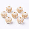 Unfinished Natural Wood European Beads, Large Hole Beads, for DIY Painting Craft, Laser Engraved Pattern, Round, Antique White, 16x14.5mm, Hole: 4mm