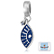 Beebeecraft 1Pc 925 Sterling Silver Evil Eye European Dangle Charms, with Enamel, Large Hole Pendants, with 2Pcs Suede Fabric Square Silver Polishing Cloth, Platinum, 23mm, Evil Eye: 14.5x4.5x1.5mm, Hole: 4.4mm