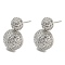 Brass Micro Pave Clear Cubic Zirconia Half Round Dangle Stud Earrings, Long-Lasting Plated, Cadmium Free & Lead Free, Platinum, 20.5x12.5mm