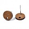 Walnut Wood Stud Earring Findings, with 304 Stainless Steel Pin, Flat Round, 10mm, Hole: 2mm, Pin: 0.7mm