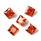 Cubic Zirconia Cabochons, Point Back, Square, Orange Red, 6x6x3mm