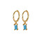 Real 18K Gold Plated 925 Sterling Silver Dangle Hoop Earrings for Women, Rectangle, Deep Sky Blue, 19.8mm