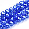 Electroplate Glass Beads Strands, Pearl Luster Plated, Faceted, Rondelle, Medium Blue, 3.5~3.8x3mm, Hole: 0.4mm, about 113~115pcs/strand, 32.5~33cm