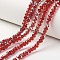 Electroplate Transparent Glass Beads Strands, Half Silver Plated, Faceted, Rondelle, Red, 2.9~3.3x2mm, Hole: 0.8mm, about 144~149pcs/strand, 36~37cm