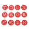 Alloy Enamel Pendants, Flat Round with Constellation, Red, 22x18x2mm, Hole: 1.5mm, about 12pcs/set