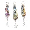 3Pcs 3 Styles Electroplated Natural Quartz Crystal Nuggets Copper Wire Wrapped Pendants, with Brass Moon Star Lightning Bolt, Silver Color Plated, Colorful, 43.5~46x7.5~13.5x8~10mm, Hole: 3.5mm, 1pc/style