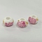 Handmade Porcelain European Beads, Large Hole Beads, No Metal Core, Rondelle, Pearl Pink, 14x9mm, Hole: 5mm