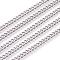 Tarnish Resistant 201 Stainless Steel Curb Chains, Unwelded, Faceted, Stainless Steel Color, 3.5mm