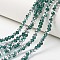 Electroplate Transparent Glass Beads Strands, Half Silver Plated, Faceted, Rondelle, Teal, 2.9~3.3x2mm, Hole: 0.8mm, about 144~149pcs/strand, 36~37cm