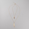 Alloy Leaf Pendant Double Layer Necklace for Women NJEW-WH0020-12KCG-B-1