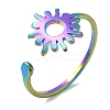 Ion Plating(IP) 304 Stainless Steel Sun Open Cuff Ring for Women RJEW-M149-05RC-3