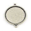 Tibetan Style Alloy Flat Round Cabochon Connector Settings X-TIBE-Q038-001F-AS-RS-1